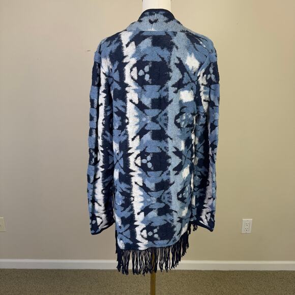 Lucky Brand Open Aztec Fringe Long Cardigan Sweater US Women's L - Picture 2 of 7